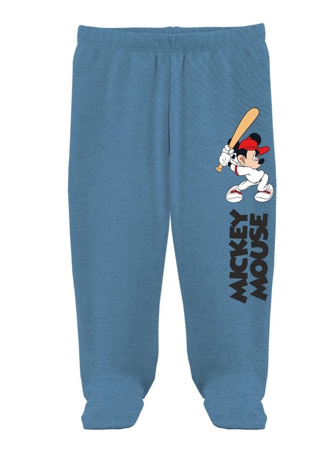minicult Disney Mickey Mouse Footed Pajama Pants For Baby Boys And Girls(White c2)(Pack of 3)(12-18 Months) - Image 4