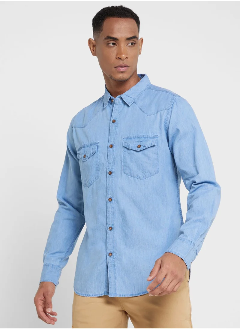 توماس سكوت Thomas Scott Men Blue Smart Slim Fit Opaque Casual Shirt