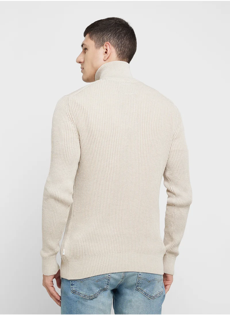 جاك اند جونز Half Zip Knitted Sweater