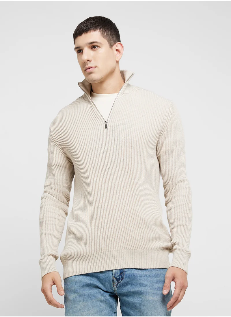 جاك اند جونز Half Zip Knitted Sweater