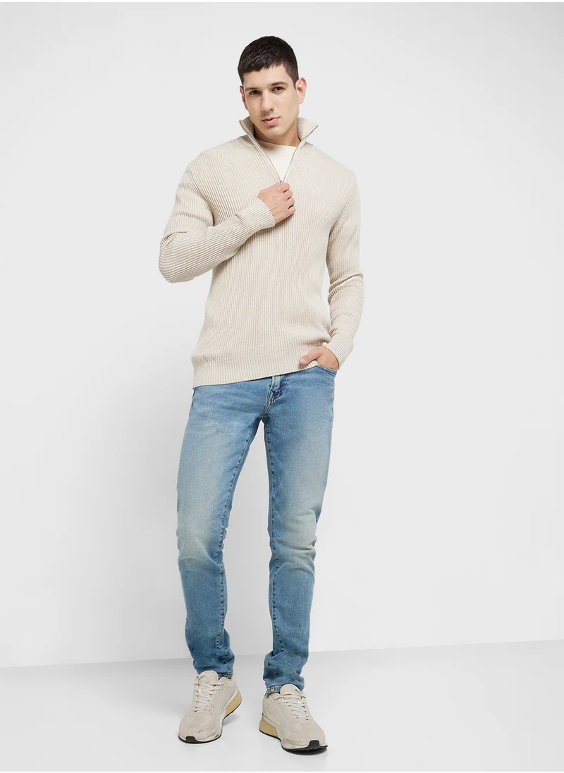 جاك اند جونز Half Zip Knitted Sweater