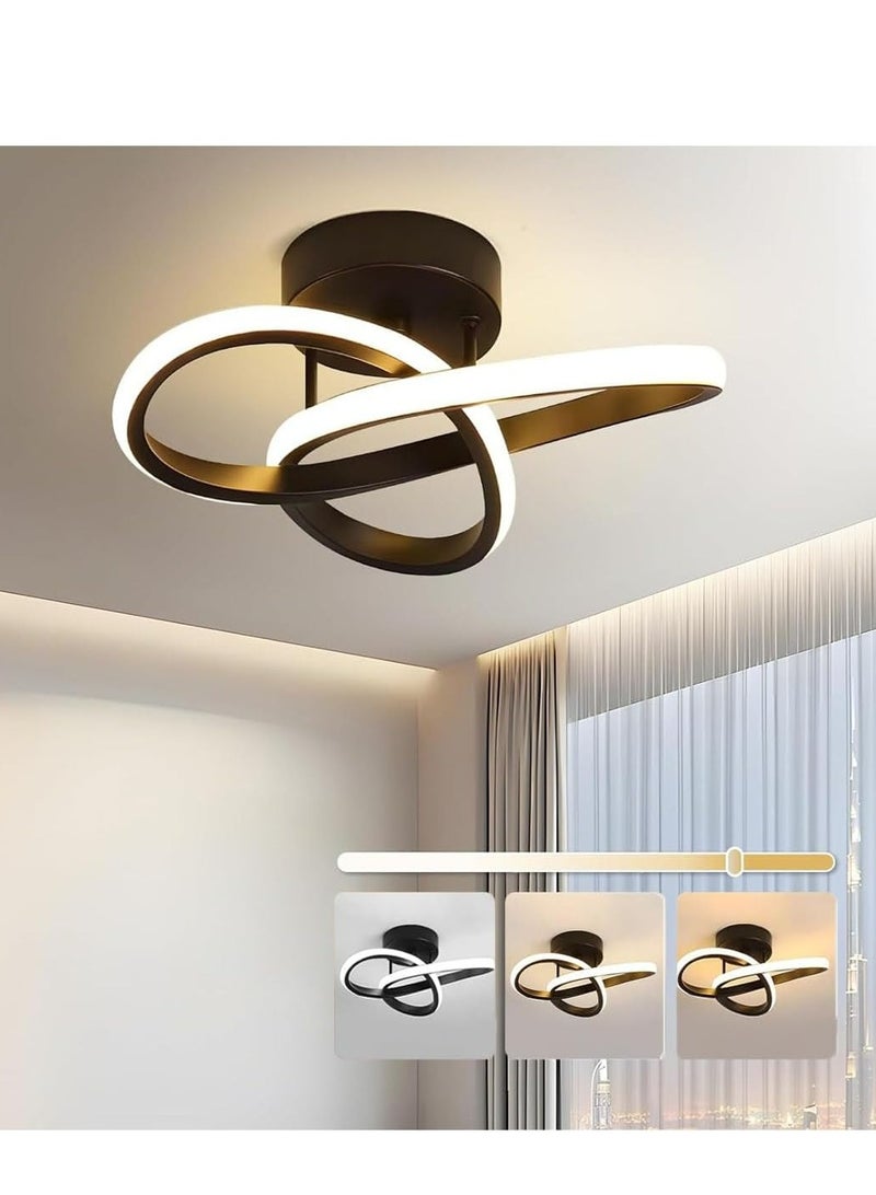 جوي لينك مصابيح LED حديثة للسقف، مصباح سقف لغرفة المعيشة، إضاءة LED إبداعية داخلية للسقف لغرفة النوم والشرفة والمطبخ والممر والمكتب (أسود) - Image 1