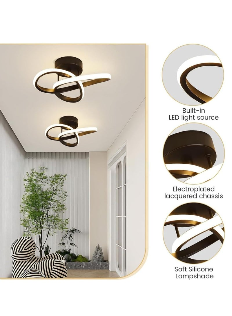 جوي لينك مصابيح LED حديثة للسقف، مصباح سقف لغرفة المعيشة، إضاءة LED إبداعية داخلية للسقف لغرفة النوم والشرفة والمطبخ والممر والمكتب (أسود) - Image 3