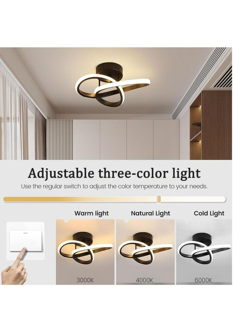 جوي لينك مصابيح LED حديثة للسقف، مصباح سقف لغرفة المعيشة، إضاءة LED إبداعية داخلية للسقف لغرفة النوم والشرفة والمطبخ والممر والمكتب (أسود) - Image 4