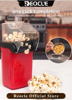 REOCLE Popper Maker Hot Air Popcorn Household Popcorn Machine with 1200W High Power & One-button Operation &  Vintage Movie Theater Style  - Image 2