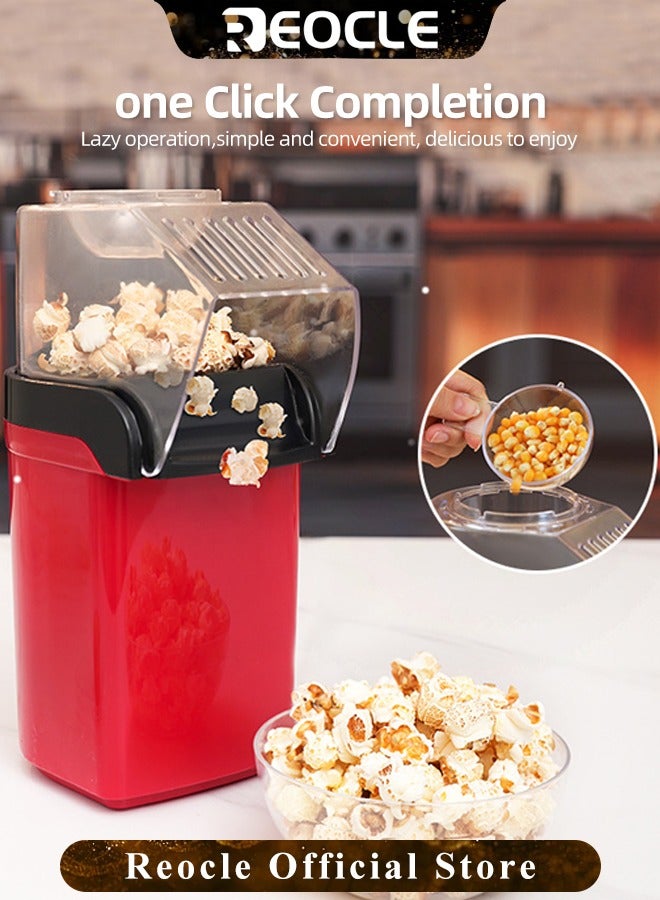 REOCLE Popper Maker Hot Air Popcorn Household Popcorn Machine with 1200W High Power & One-button Operation &  Vintage Movie Theater Style - Image 2