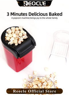 REOCLE Popper Maker Hot Air Popcorn Household Popcorn Machine with 1200W High Power & One-button Operation &  Vintage Movie Theater Style  - Image 3