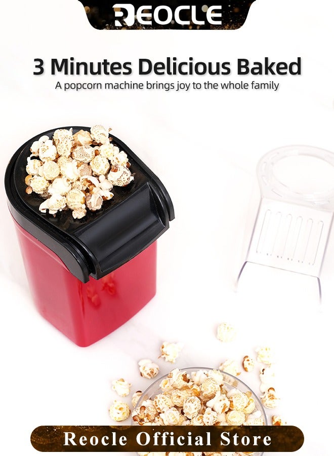 REOCLE Popper Maker Hot Air Popcorn Household Popcorn Machine with 1200W High Power & One-button Operation &  Vintage Movie Theater Style - Image 3
