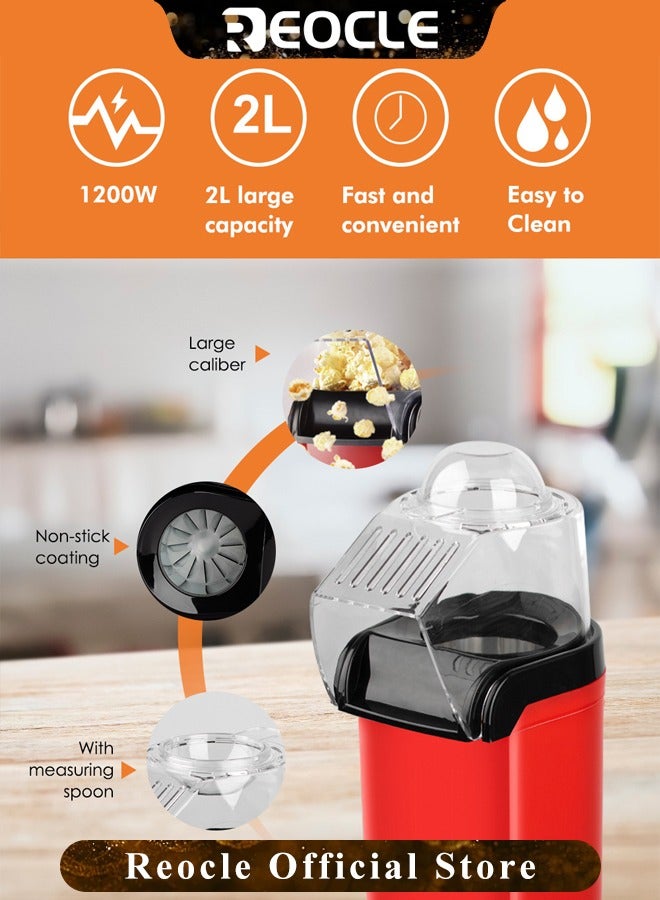 REOCLE Popper Maker Hot Air Popcorn Household Popcorn Machine with 1200W High Power & One-button Operation &  Vintage Movie Theater Style - Image 5