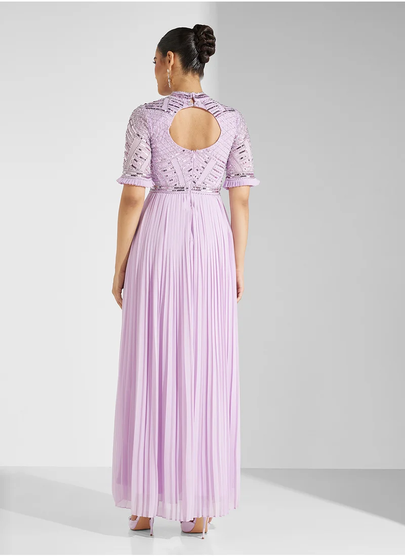 اميليا روز Embellished Crew Neck  Maxi Dress