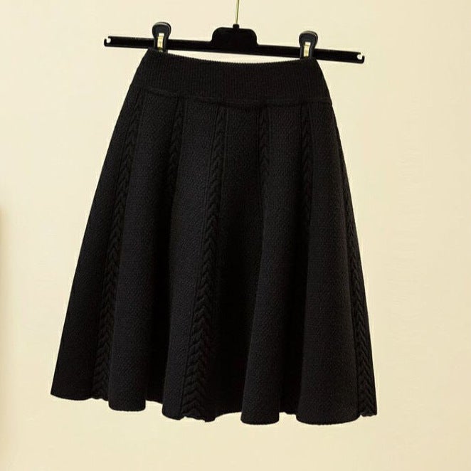 Thickened New Style Large Swing Knitted Short Skirt Loose High Waist Design Knitted Wool A- Line Skirt Umbrella Skirt - Image 1