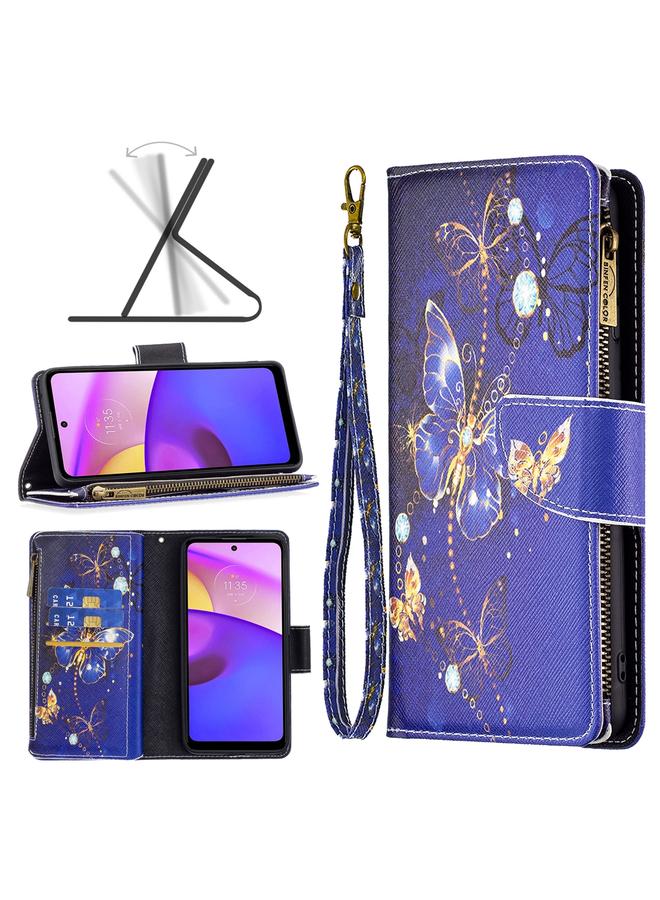 إيروريكس جراب لهاتف موتورولا موتو E40 / E30 بنمط رسم ملون وسحاب من الجلد - Image 1