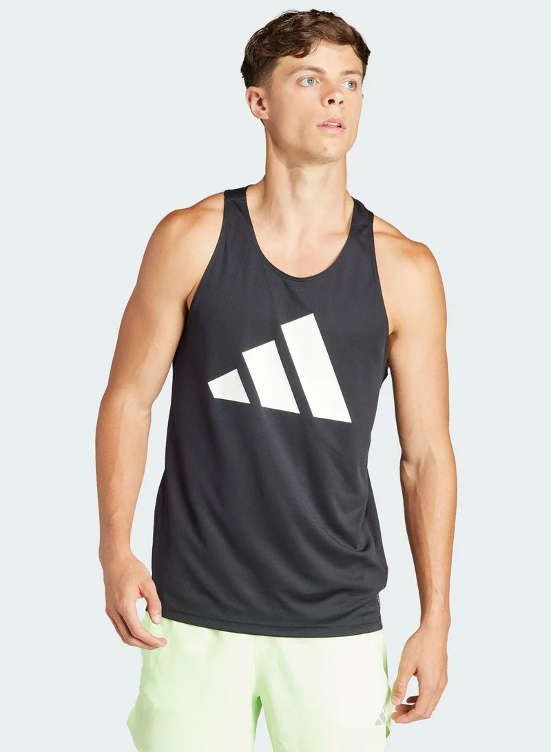 Adidas Run It Tank Black Running Tops For Men XS
