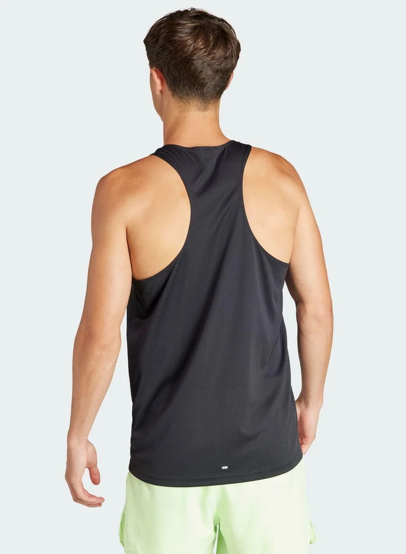 Adidas Run It Tank Black Running Tops For Men XS