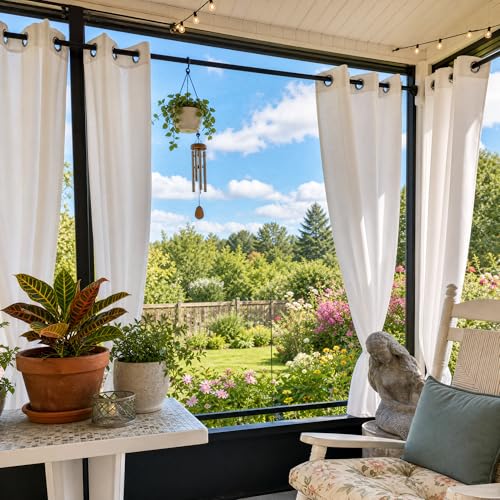 Widyana Outdoor Tension Rods No Drilling Curtain Patio Shower Bathroom Curtain Rod Windows Heavy Duty 40130 Inch Black Adjustable 11 Inch Diameter Thick Spring No Rust - Image 3