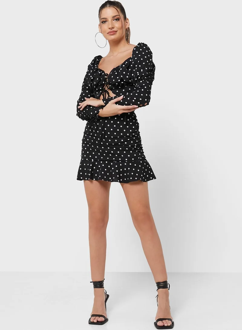Miss Pap Polka Dot Crop Top & Skirt Set