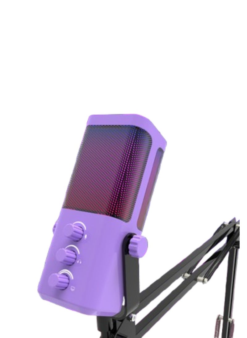 YU'S M7-35 Dynamic Vlogging Microphone for Gaming Streaming - RGB Light - USB - Mute Button, Headphone Jack, Desktop Stand Audio for Singing Youtube  Unidirectional - Image 1