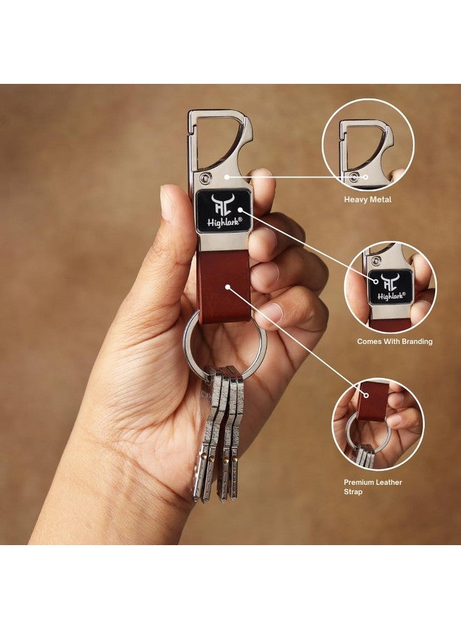 Highlark® Keychain with Faux Leather Loop | Uses For Home, Office, Car & Bike Keyring | Durable & Stylish Key Holder | Carabiner with Bottel opener keychain for Men & Women (Set of 3) - Image 3
