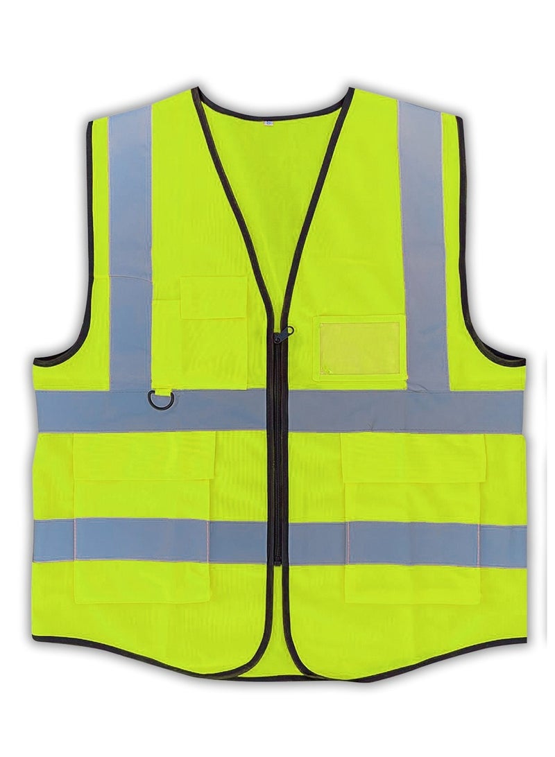 DXB GADGETS High Visibility Multi Use Vest Safety and Utility Bright Yellow  - Image 1