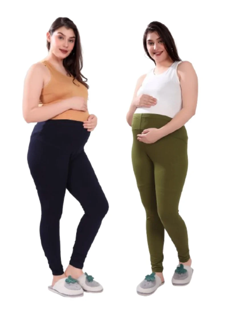 Tummy  Pack of 2 Viscose Solid High Waist Maternity Leggings for Women | Best Price UAE