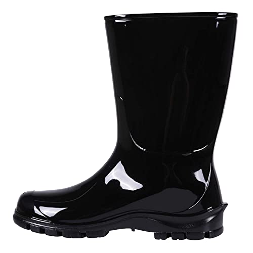 Asgard Women's Mid Calf Rain Boots Short Rubber Boots Waterproof Garden Shoes for Ladies Black 39 (8.5) - Image 4
