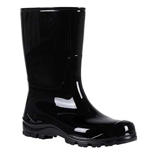 Asgard Women's Mid Calf Rain Boots Short Rubber Boots Waterproof Garden Shoes for Ladies Black 39 (8.5) - Image 3
