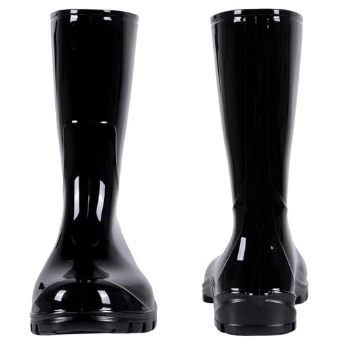 Asgard Women's Mid Calf Rain Boots Short Rubber Boots Waterproof Garden Shoes for Ladies Black 39 (8.5) - Image 5