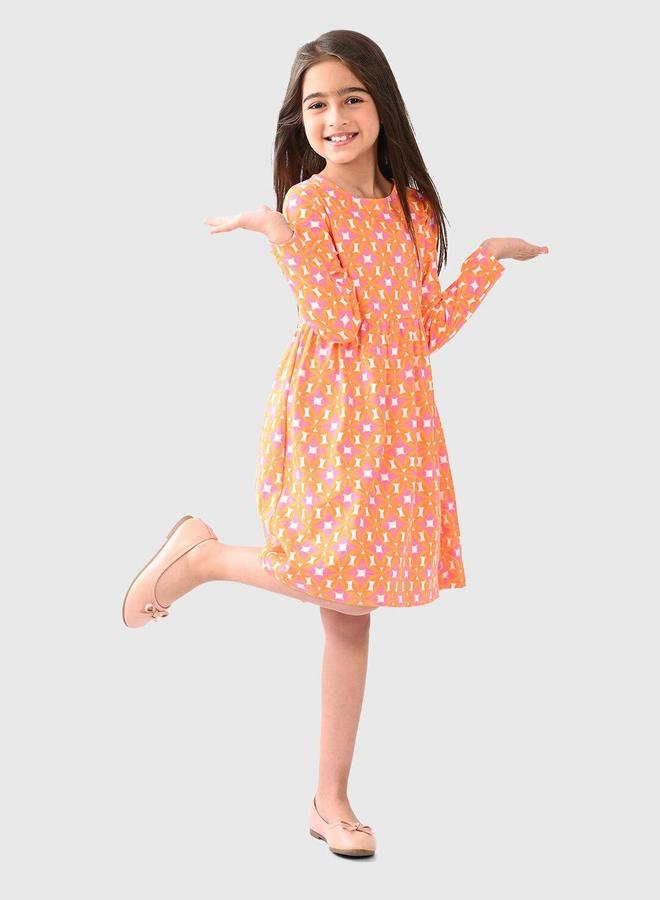 Bonkids Girl's Multicolour 100% Cotton Printed Regular Fit Dress - Image 3