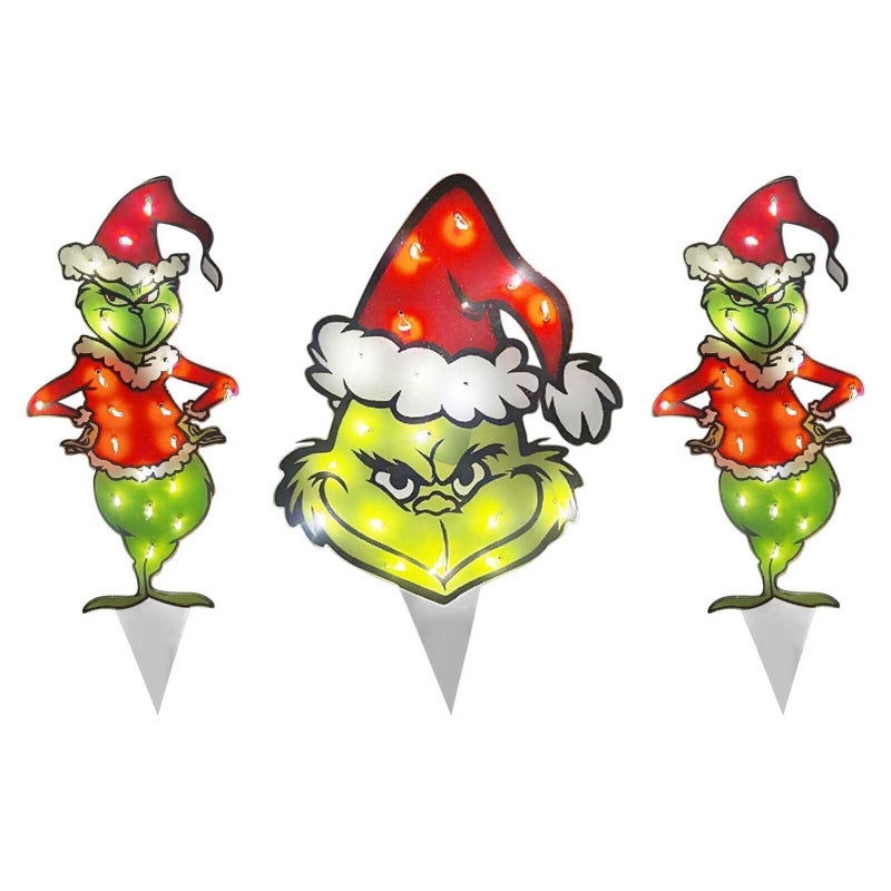 Generic Christmas Dog Lights String Garden Decor Grinch three-piece set Grinch three-piece set