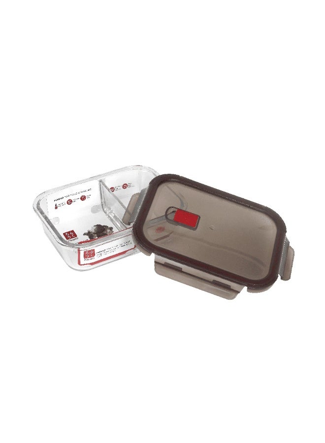 Fukuro Yoki Borosilicate Rectangle Airtight Glass Container - Twin Compartment (1000ml) - Image 4