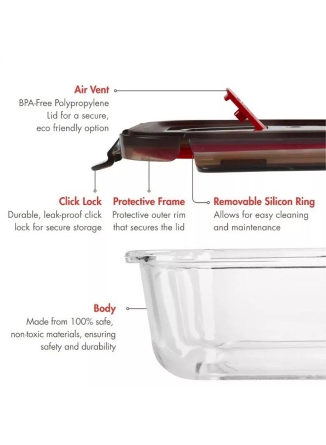 Fukuro Yoki Borosilicate Rectangle Airtight Glass Container - Twin Compartment (1000ml) - Image 2