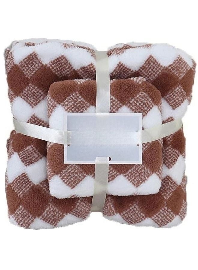 2 different sized towels Velvet Towel Bath Towel Set, Daily Use Soft Absorbent Mother Towel, Face Washing Towel, Bath Towel multicolor - Image 1