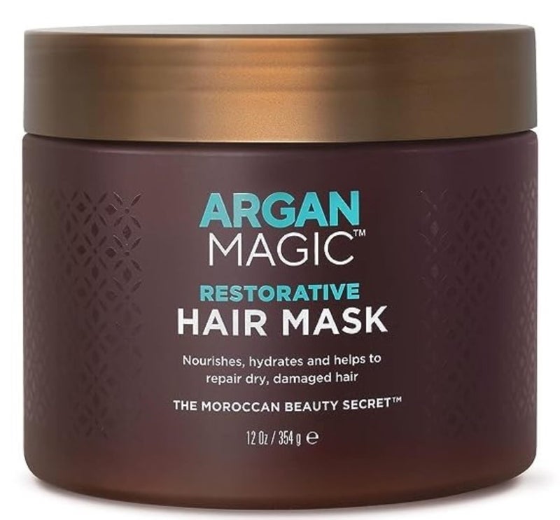 ARGAN MAGIC Argan Magic Restorative Hair Mask - Protein Rich Conditioning Hair Mask that Hydrates, Restores And Repairs Damaged Hair | Made in USA, Paraben Free, Cruelty Free (12 oz) 