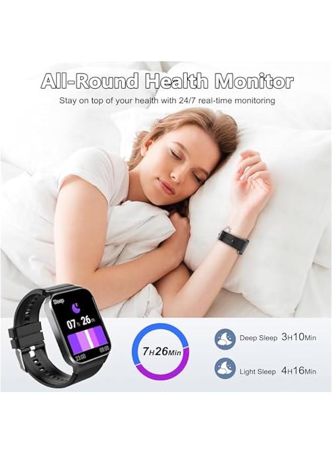 Arabest Smart Watch for Men Women Bluetooth Call, 1.85 HD Screen Smartwatch with Heart Rate/Sleep Monitor, 110+ Sport Modes Activity Trackers IP68 Waterproof, Fitness Watch for Android iOS, Black - Image 5