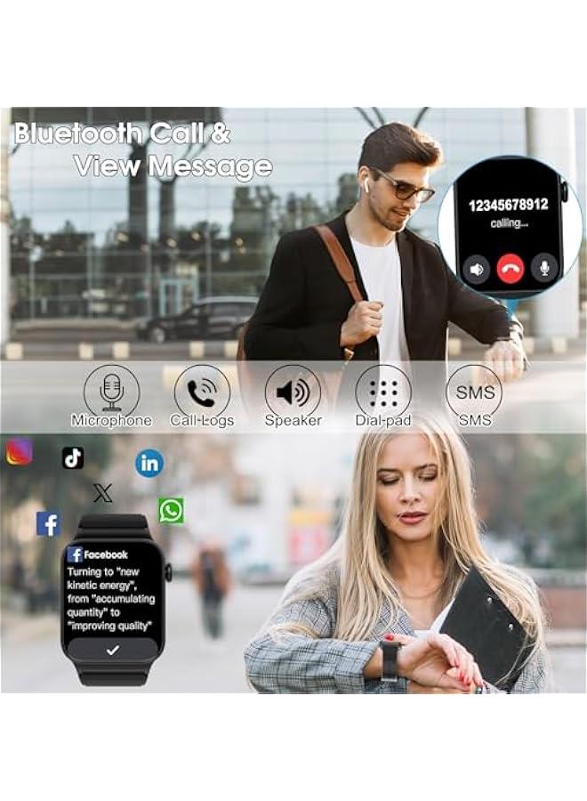 Arabest Smart Watch for Men Women Bluetooth Call, 1.85 HD Screen Smartwatch with Heart Rate/Sleep Monitor, 110+ Sport Modes Activity Trackers IP68 Waterproof, Fitness Watch for Android iOS, Black - Image 3