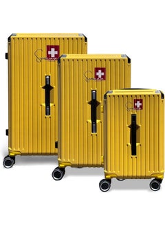 SWISSCASE Hardshell Set Of 3 Piece Luggage, Lightweight PC 20", 24", And 28", with Double Spinner Wheels, BTL-A001 Yellow + 1 image  - Image 1