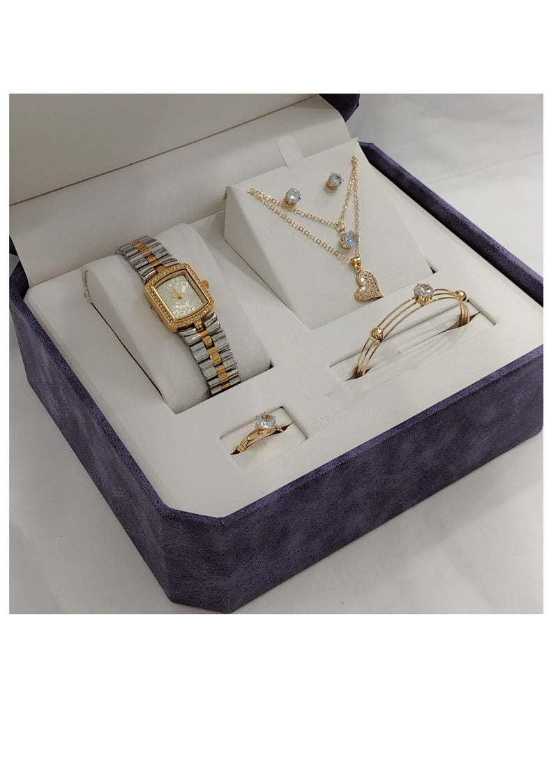 Generic Soft and elegant women's sets, zircon, steel watch 