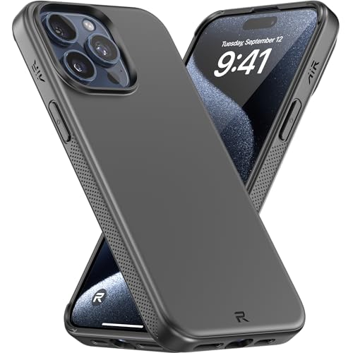 REBEL Air Case for iPhone 15 Pro Max [Air² Series] Strong MagSafe Compatible, Grippy Sides, Slim & Lightweight TPU Cover, Protective Corners, Raised Lens Ring, 6.7 Inch Phone 2024 (Black) - Image 1