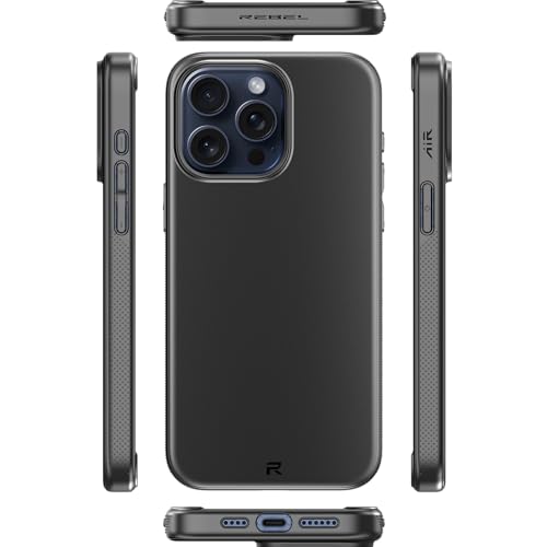 REBEL Air Case for iPhone 15 Pro Max [Air² Series] Strong MagSafe Compatible, Grippy Sides, Slim & Lightweight TPU Cover, Protective Corners, Raised Lens Ring, 6.7 Inch Phone 2024 (Black) - Image 5