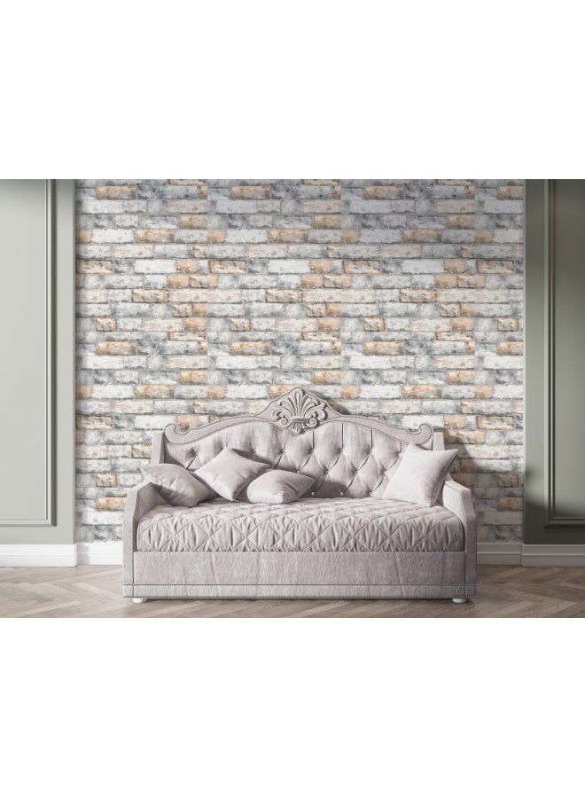 Home Gallery Brick Texture Watercolor Stone Decors Fabric Wallpaper Covers An Area ​​Up To 4.2Mx3M With Adhesive  And Smoothing Tool  - Image 4