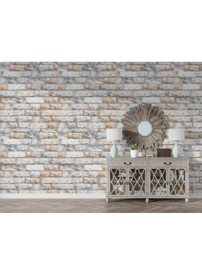 Home Gallery Brick Texture Watercolor Stone Decors Fabric Wallpaper Covers An Area ​​Up To 4.2Mx3M With Adhesive  And Smoothing Tool  - Image 5