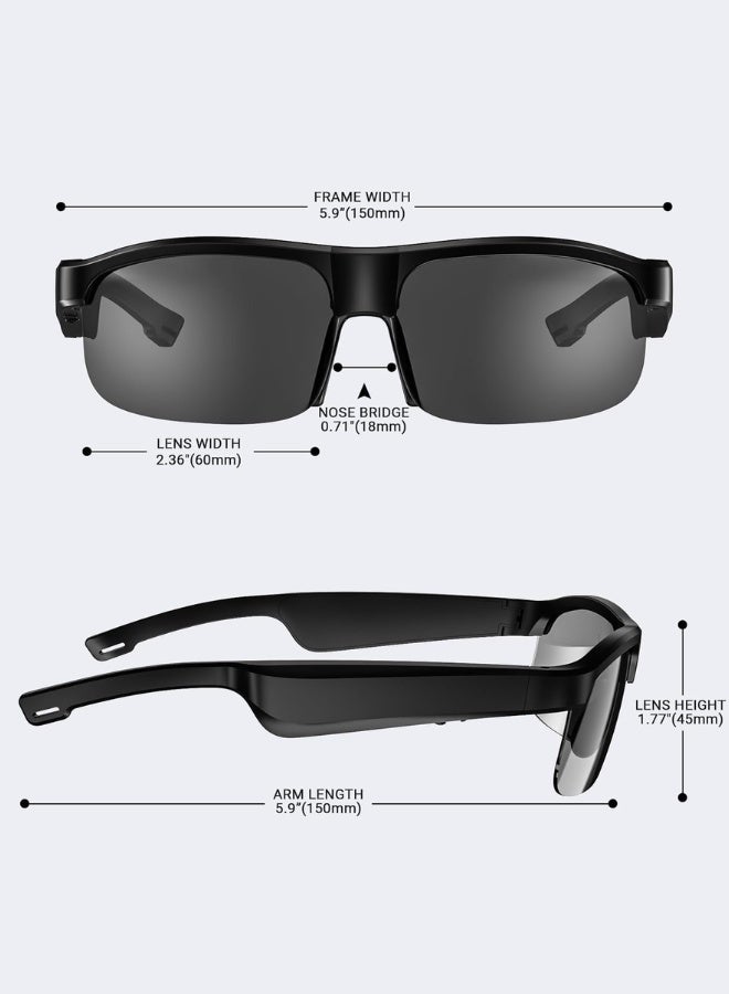 F06 Bluetooth Smart Sunglasses with Built-in Wireless Headset - Black  - Image 5