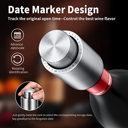 Hanlomele Wine Bottle Stoppers，2-in-1 Vacuum Wine Stopper，Stainless Steel Wine Savers, Reusable Wine Preserver, Vacuum Pump Corks Keep Wine Really Fresh, Best Gift Accessories,Hanlomele(1 Pack) - Image 5