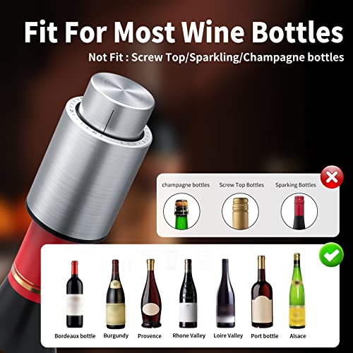 Hanlomele Wine Bottle Stoppers，2-in-1 Vacuum Wine Stopper，Stainless Steel Wine Savers, Reusable Wine Preserver, Vacuum Pump Corks Keep Wine Really Fresh, Best Gift Accessories,Hanlomele(1 Pack) - Image 3