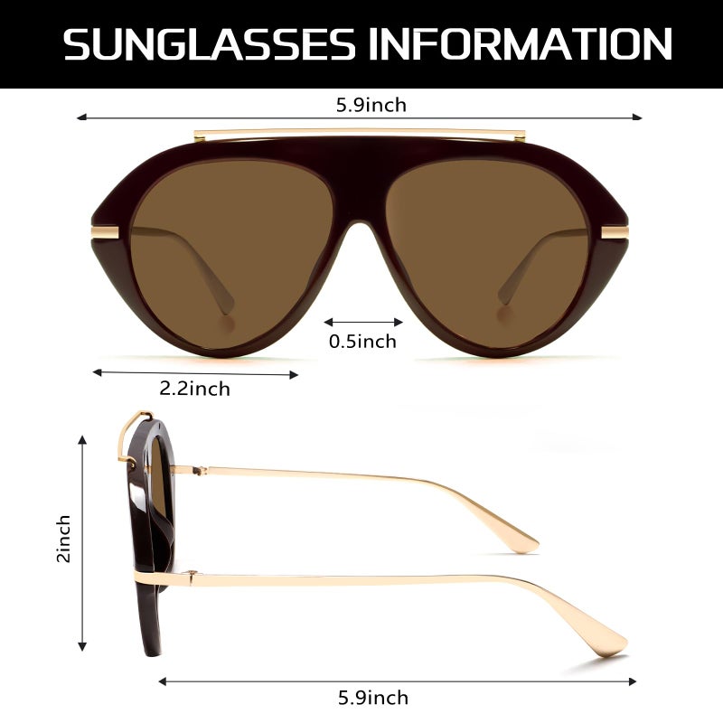 TYA Oversized Aviator Sunglasses for Women Men, Trendy Retro 70s Big Large Gold Vintage Aviators Sun Glasses - Image 4