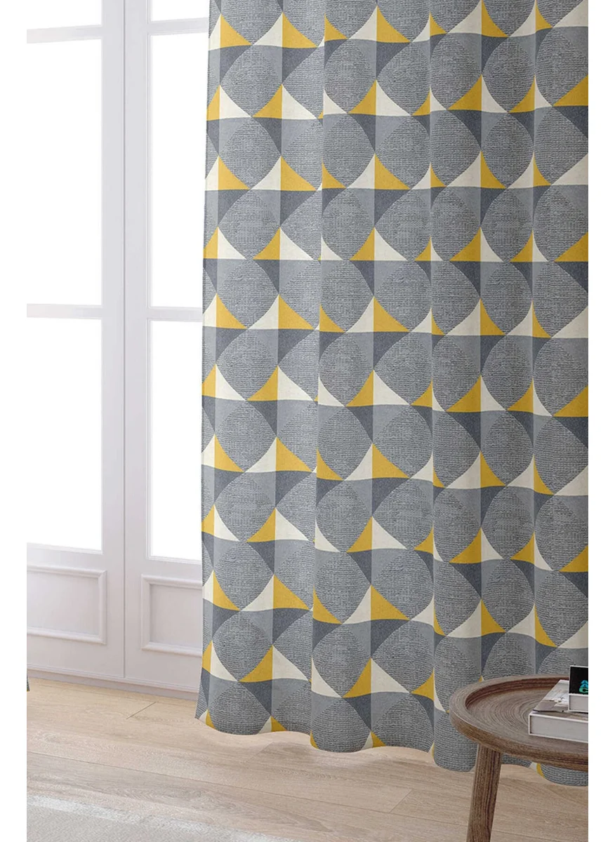 Cango Home Yellow Gray Decorative Geometric Patterned Digital Printed Curtain YLMS108-PR