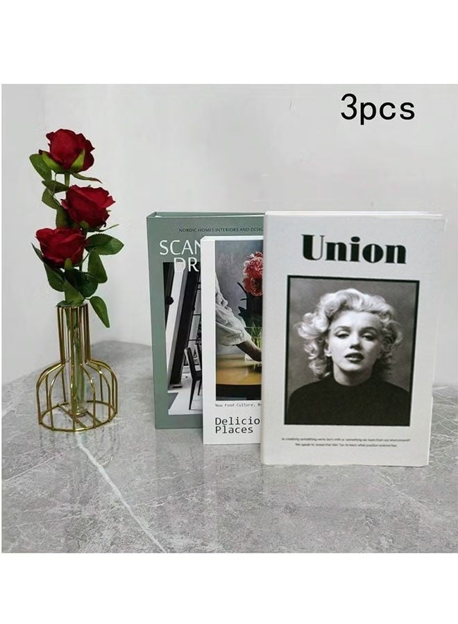 مجموعة من 3 كتب ديكورية عصرية من الكتب المزيفة ذات الغلاف الصلب لتزيين طاولة البار والمكتب والمنزل - Image 1