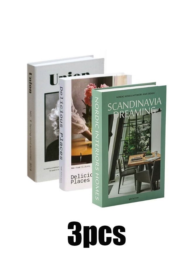 مجموعة من 3 كتب ديكورية عصرية من الكتب المزيفة ذات الغلاف الصلب لتزيين طاولة البار والمكتب والمنزل - Image 2