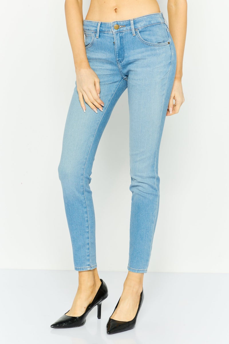 Wrangler Women Skinny Fit Washed Denim Jeans, Blue - Image 1