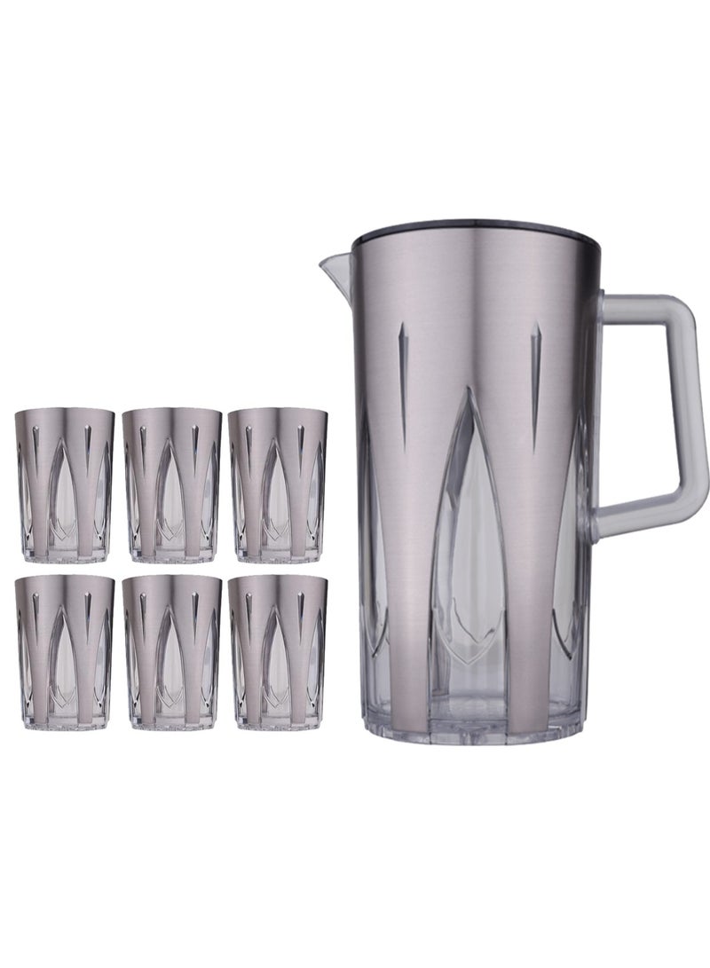 Alsaif Gallery Acrylic Jug Set with 6 Modern Design Cups – Perfect for Serving Juices and Cold Beverages in Style - Image 1